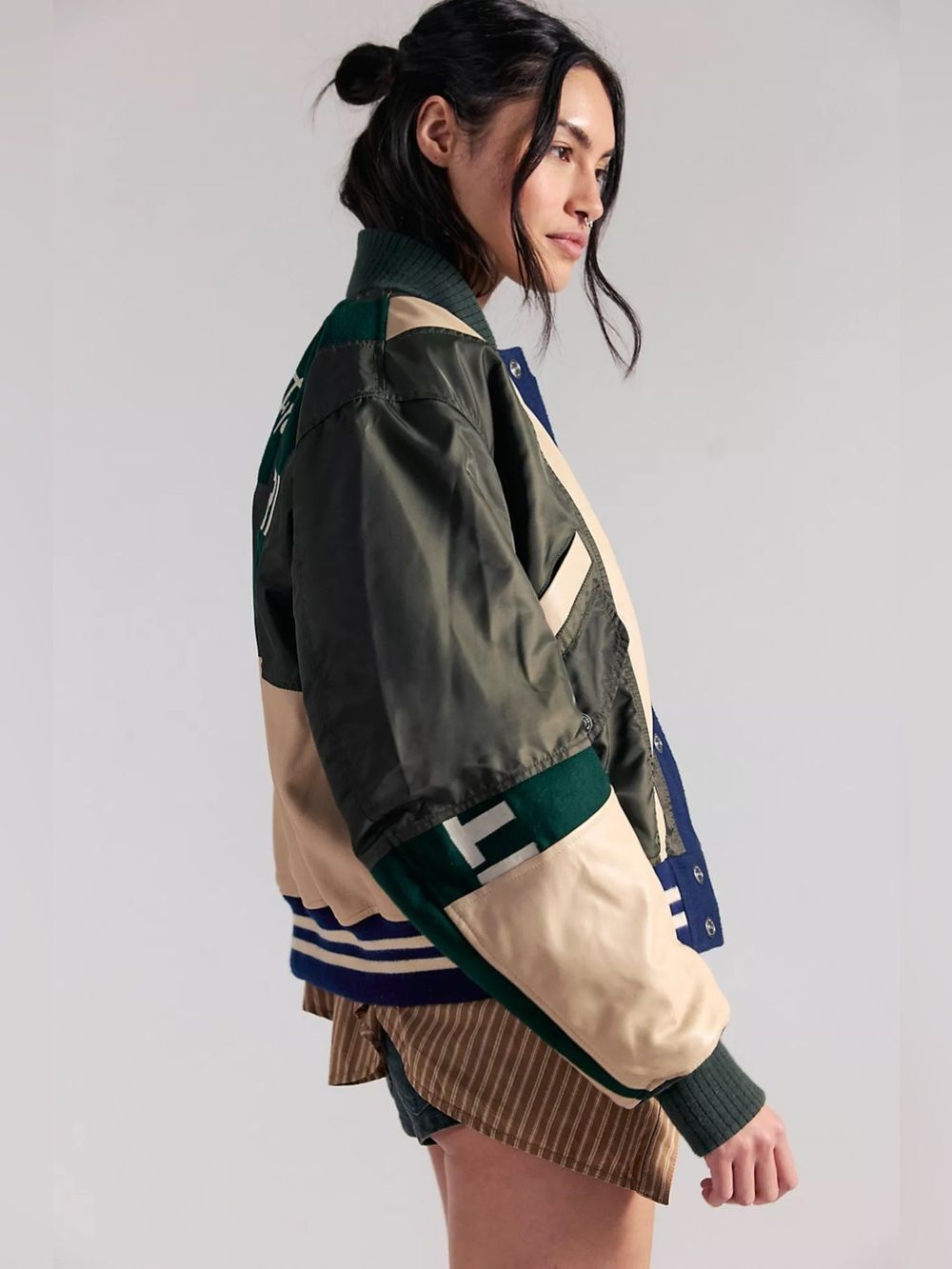 New Free People We The Free Triple Kick Novelty Bomber Jacket Size S - Picture 7 of 10